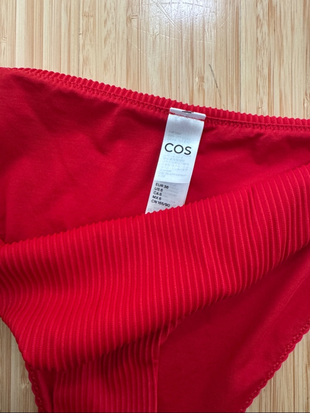 COS Red Ribbed Two-Piece Bikini Set - Picture 3 of 3